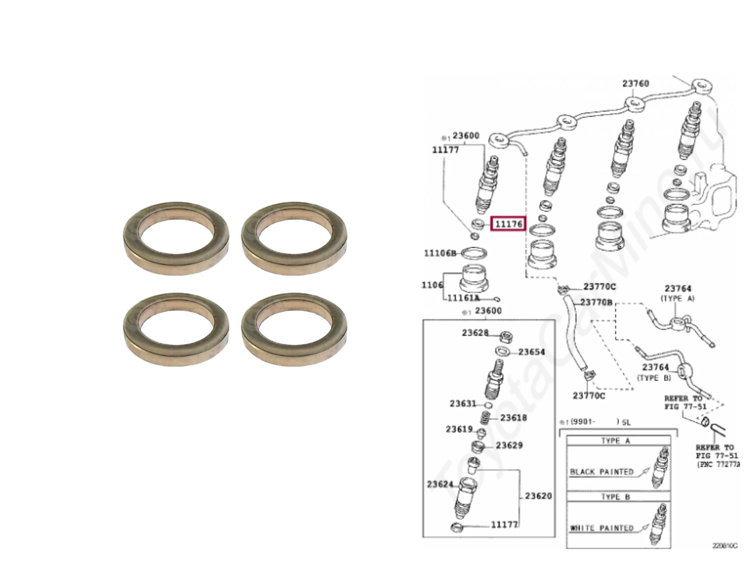 ARANDELA INYECTORES HILUX 3L / 5L ORIG - LLEVA 4