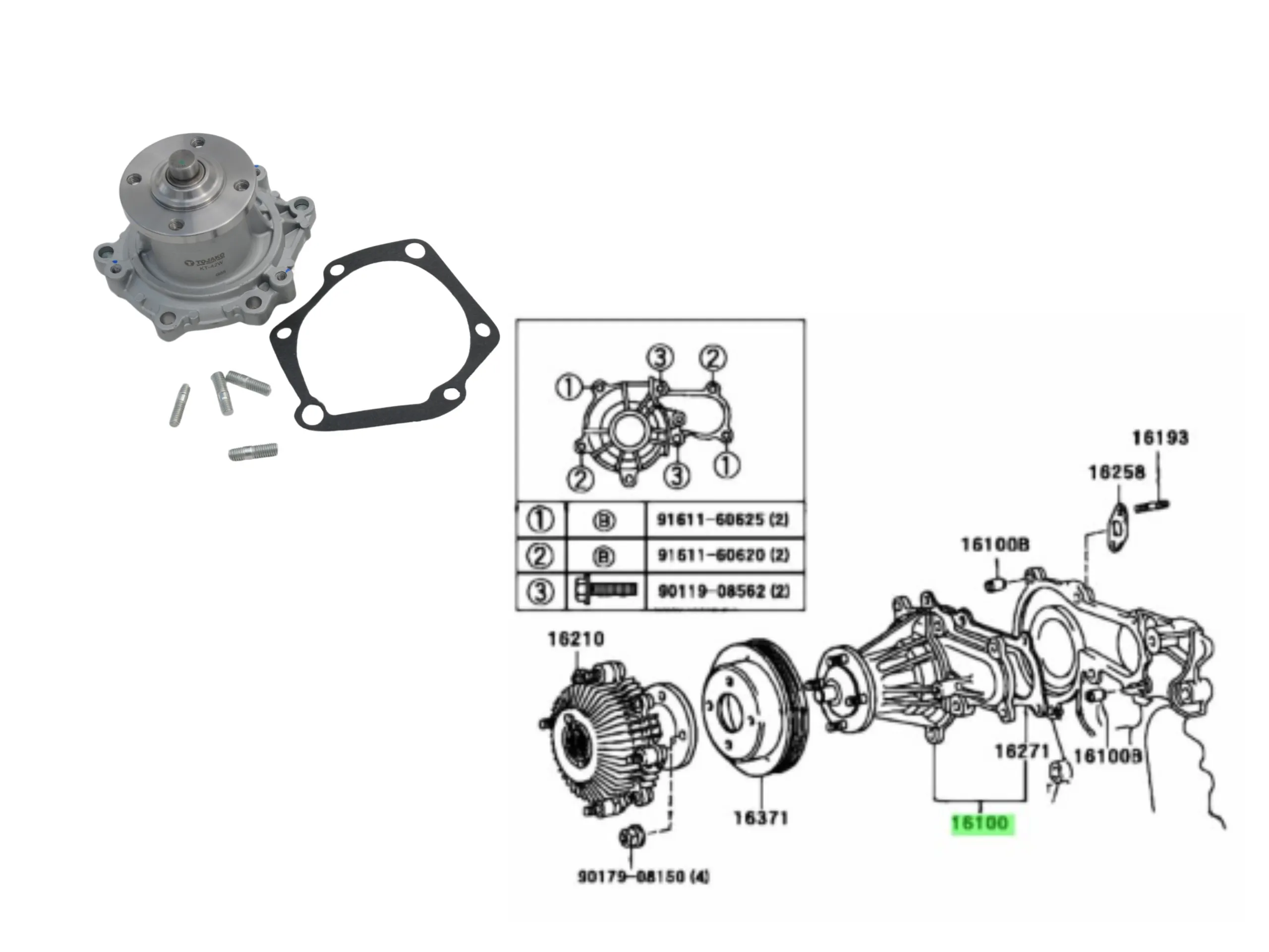 BOMBA AGUA HILUX 92/2004 2L / 3L / 5L *TOJAKO*