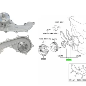 BOMBA AGUA HILUX 02/04 NAFTA 2.7 3RZ / HILUX 2013-