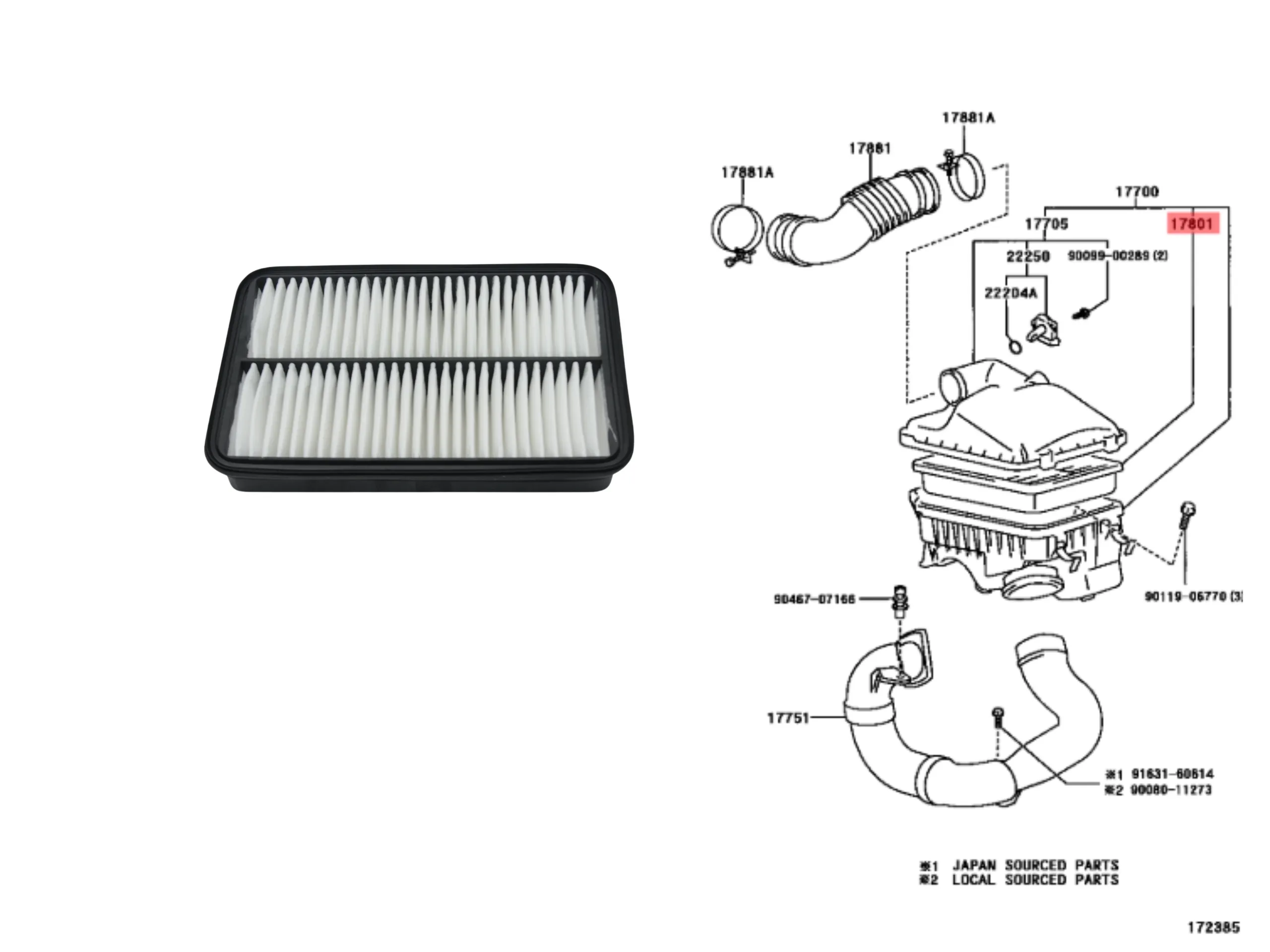 FILTRO AIRE COROLLA INY.94/2001 IMP.