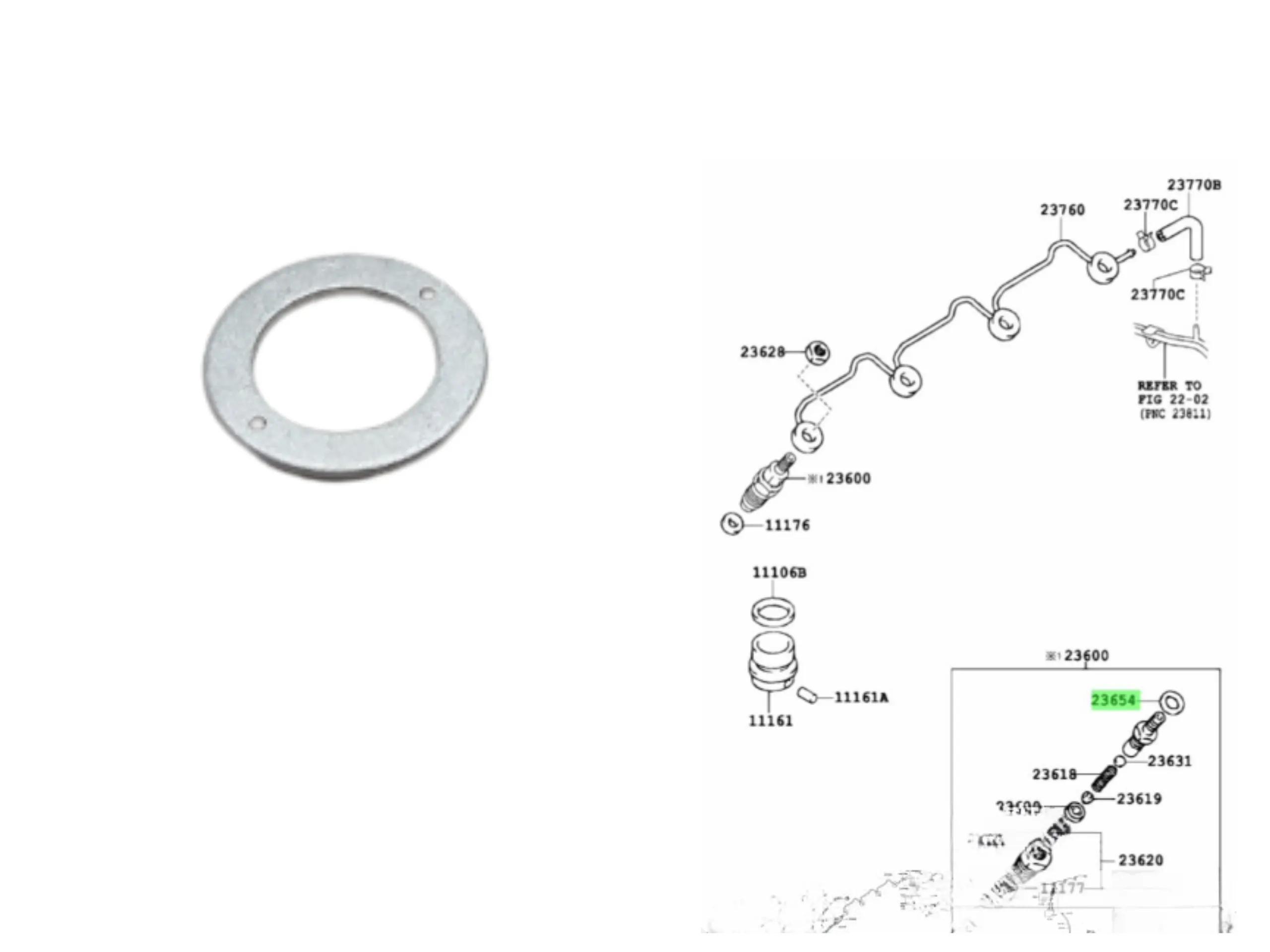 ARANDELA A RETORNO INY. HILUX 92/2004 3L-5L-1KZ / COROLLA 2CT / CORONA 2CT
