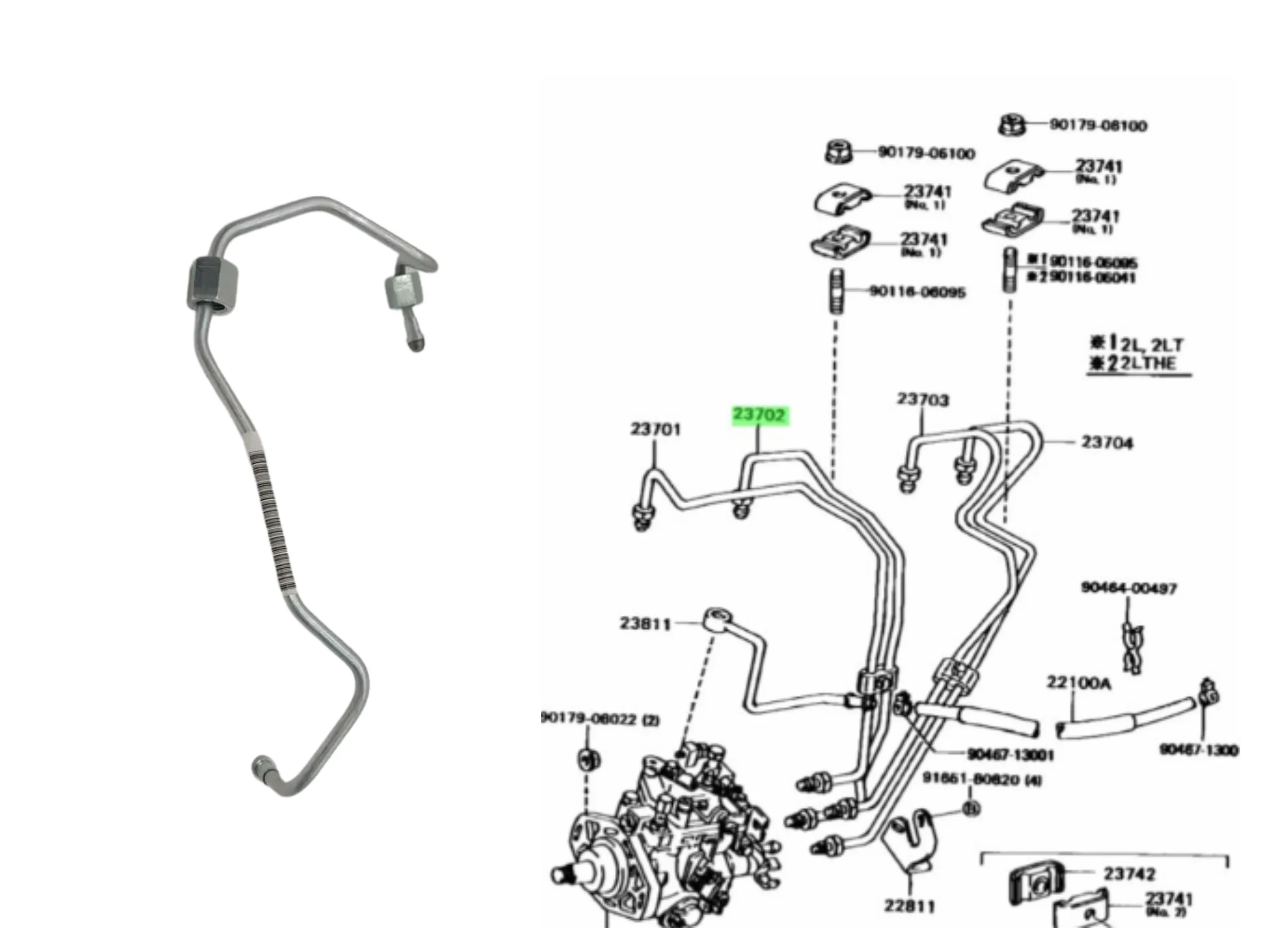 CAÑO INYECTOR N° 2 HILUX 92-2004 3L - 5L ORIG
