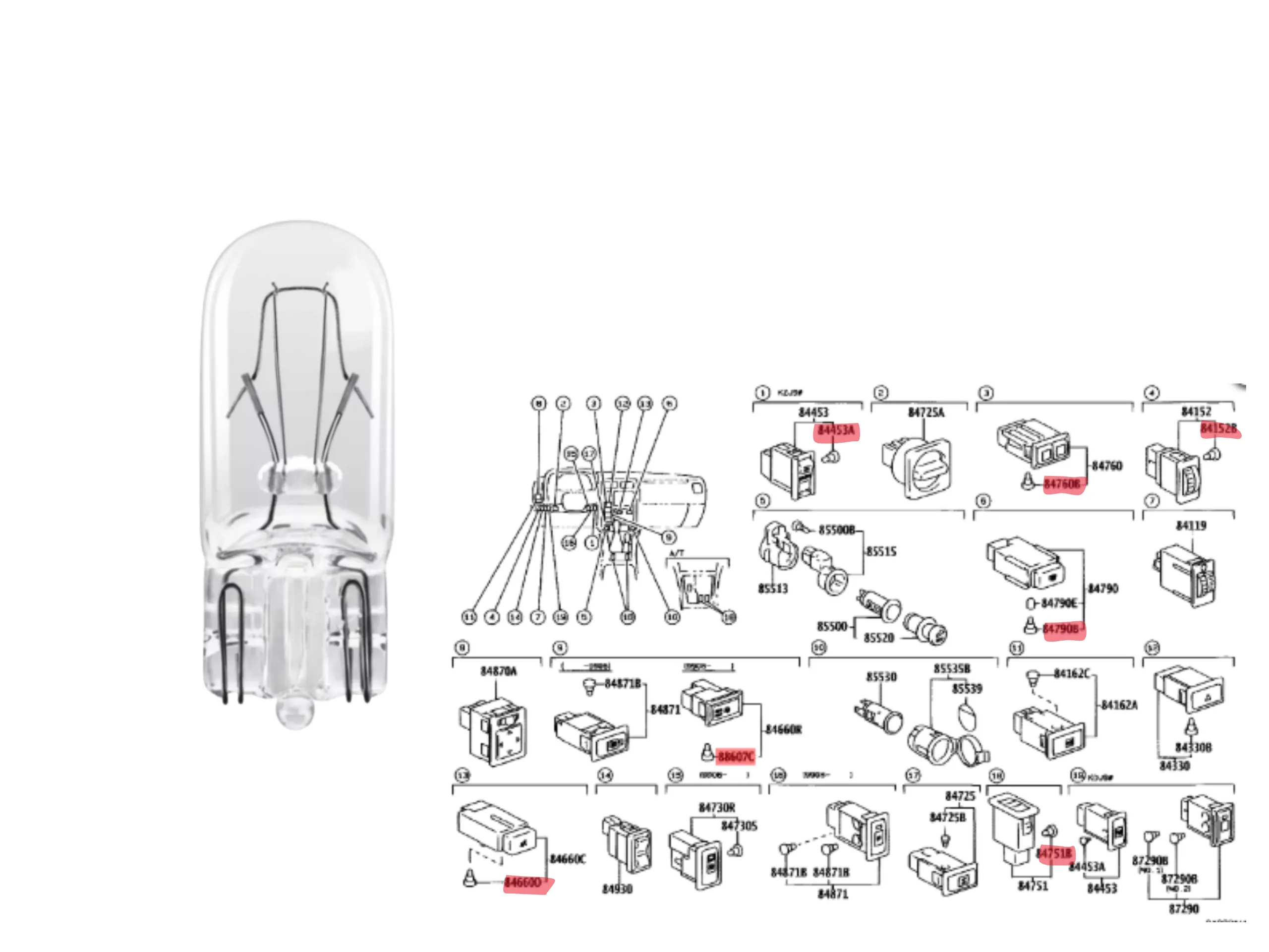 LAMPARA MUELA TABLERO POSICION HILUX 2005- 12V/5W