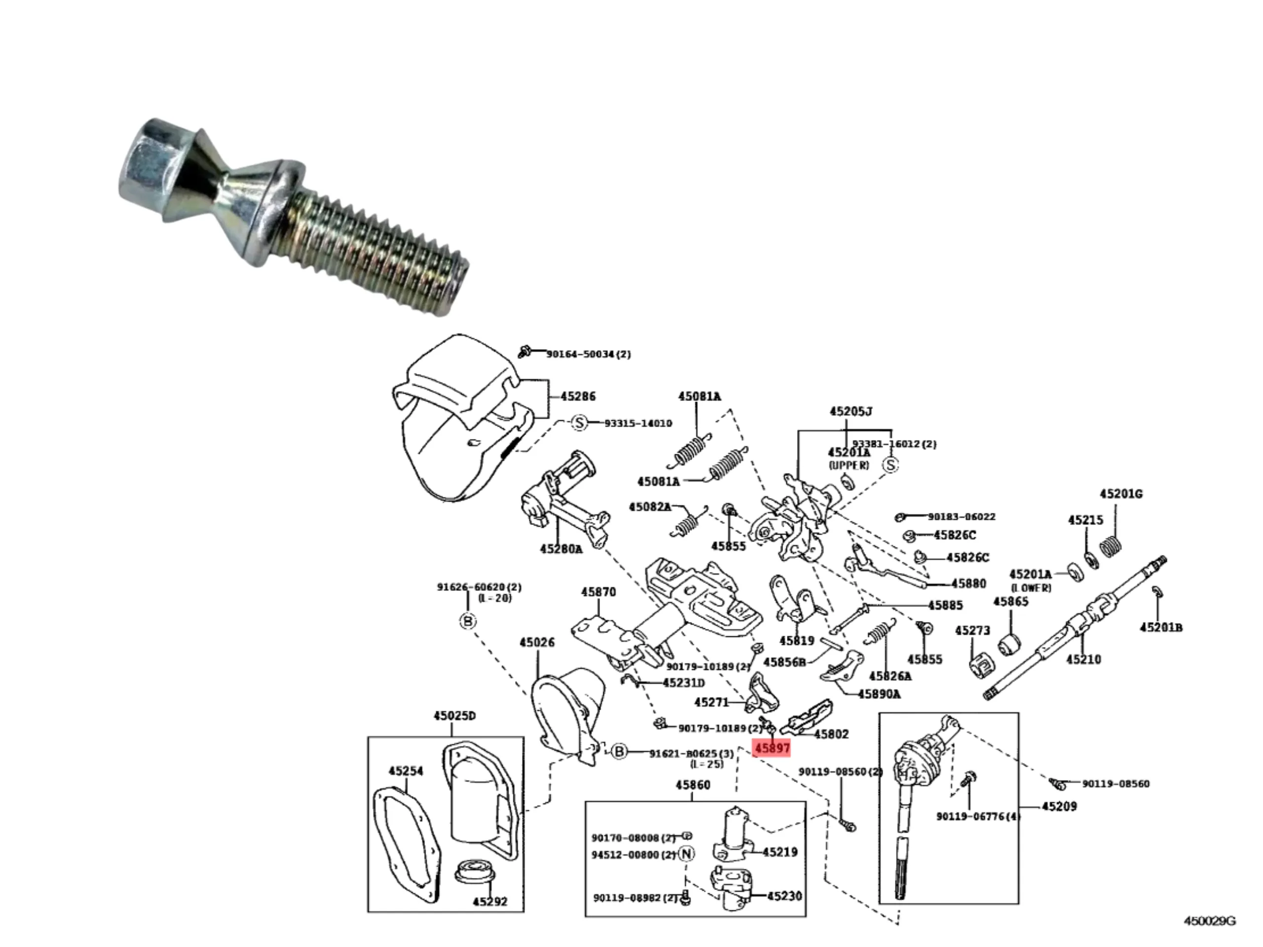 BULON SOPORTE COLUMNA DIRECC HILUX 2005- / SW4 2005-