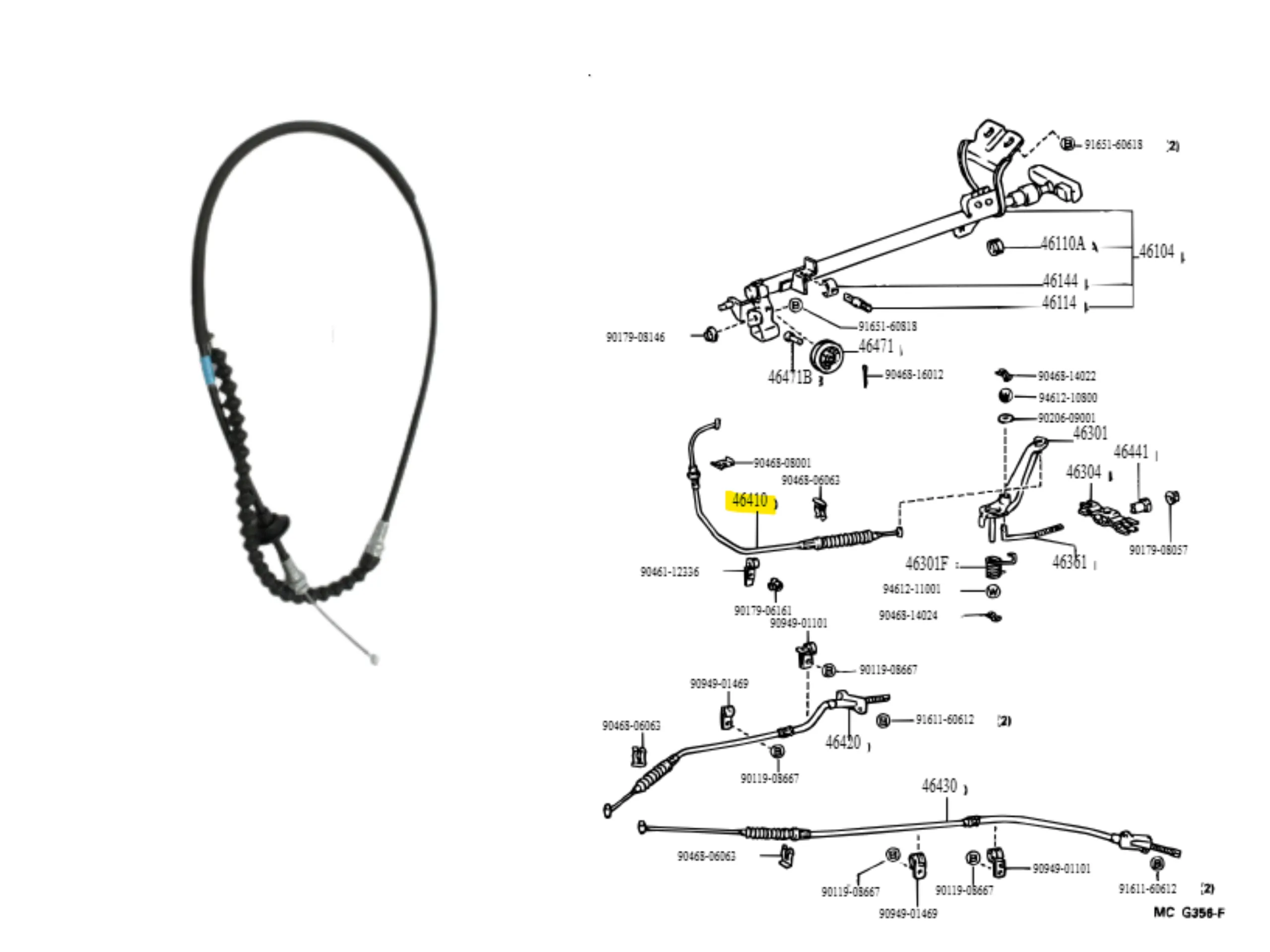 CABLE FRENO MANO HILUX 4X2 92/2001 DELANTERO TWN