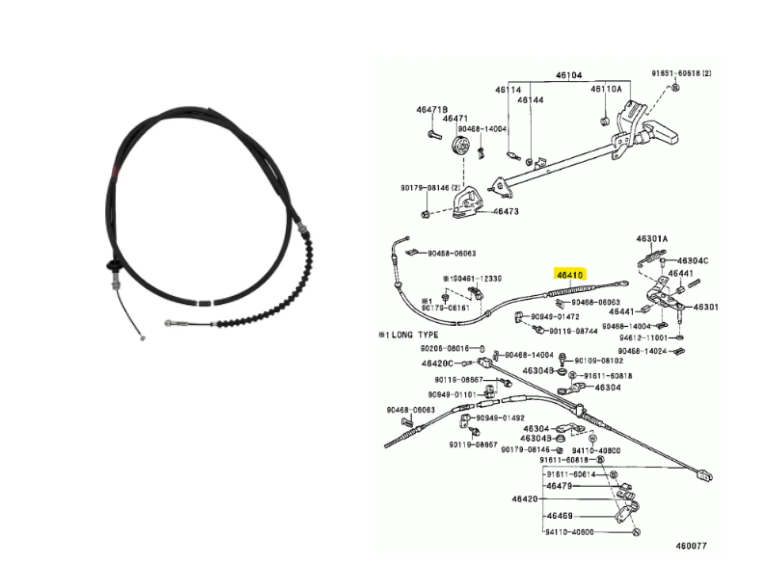 CABLE FRENO MANO HILUX 02/04 LN200/205 DELANTERO ANT TWN