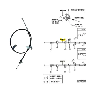 CABLE FRENO MANO ETIOS 2013- 4 PUERTAS TRASERO RH IMP
