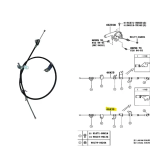 CABLE FRENO MANO ETIOS 2013- 4 PUERTAS TRASERAS LH IMP