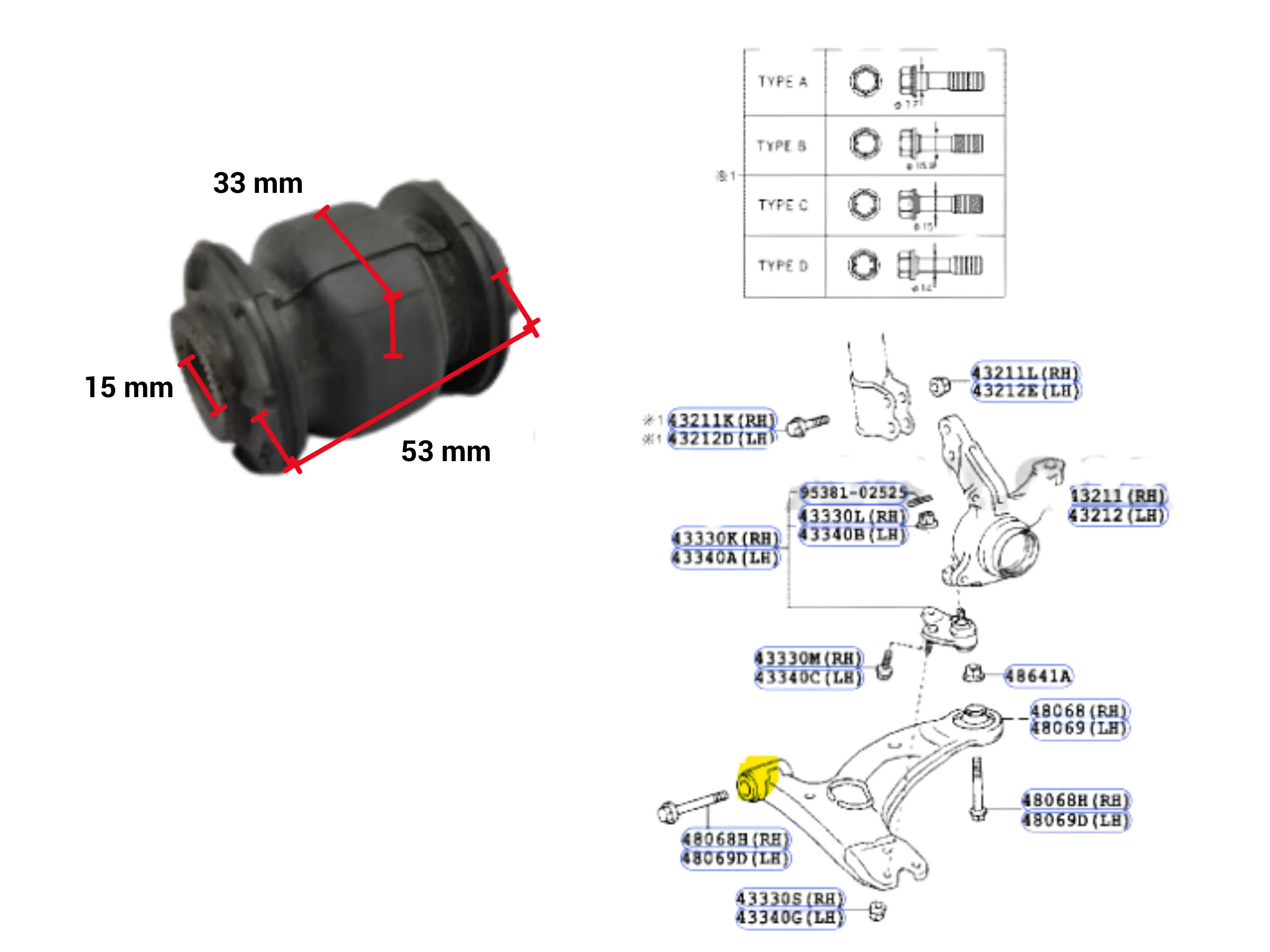 BUJE PARRILLA INF ETIOS 2013- / YARIS 16- CHICO 33MM DIAMETRO IMP