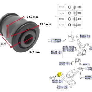 BUJE PARRILLA SUSPENSION DELANTERO RAV 2005-21 *CHICO* TOYAKO