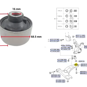 BUJE PARRILLA SUSPENSION DELANTERO RAV 2005-21 *GRANDE* TOYAKO