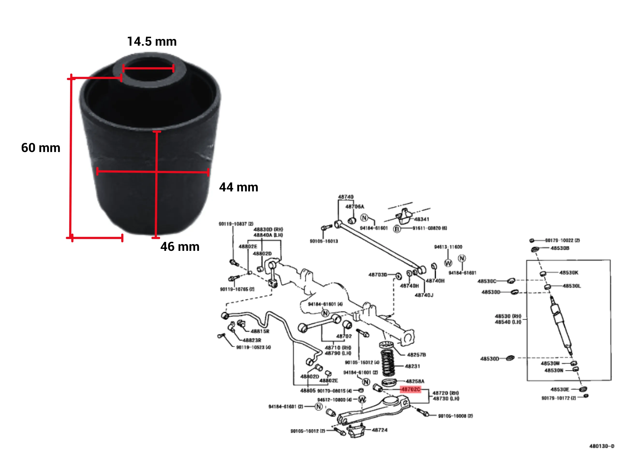 BUJE TENSOR INFERIOR TRASERO SW4 96/2003 TAIL *LLEVA 4*