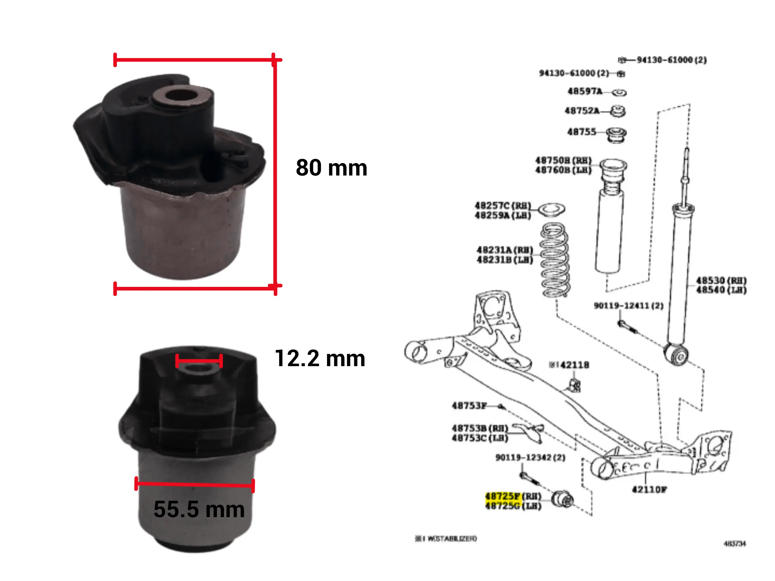 Kit Par De Bujes Eje Trasero Yugo Toyota Yaris 99 / 05 | Cuotas Sin Interés