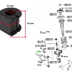 BUJE ESTABILIZADORA COROLLA 02/08 DIESEL 22MM INTERIOR IMP