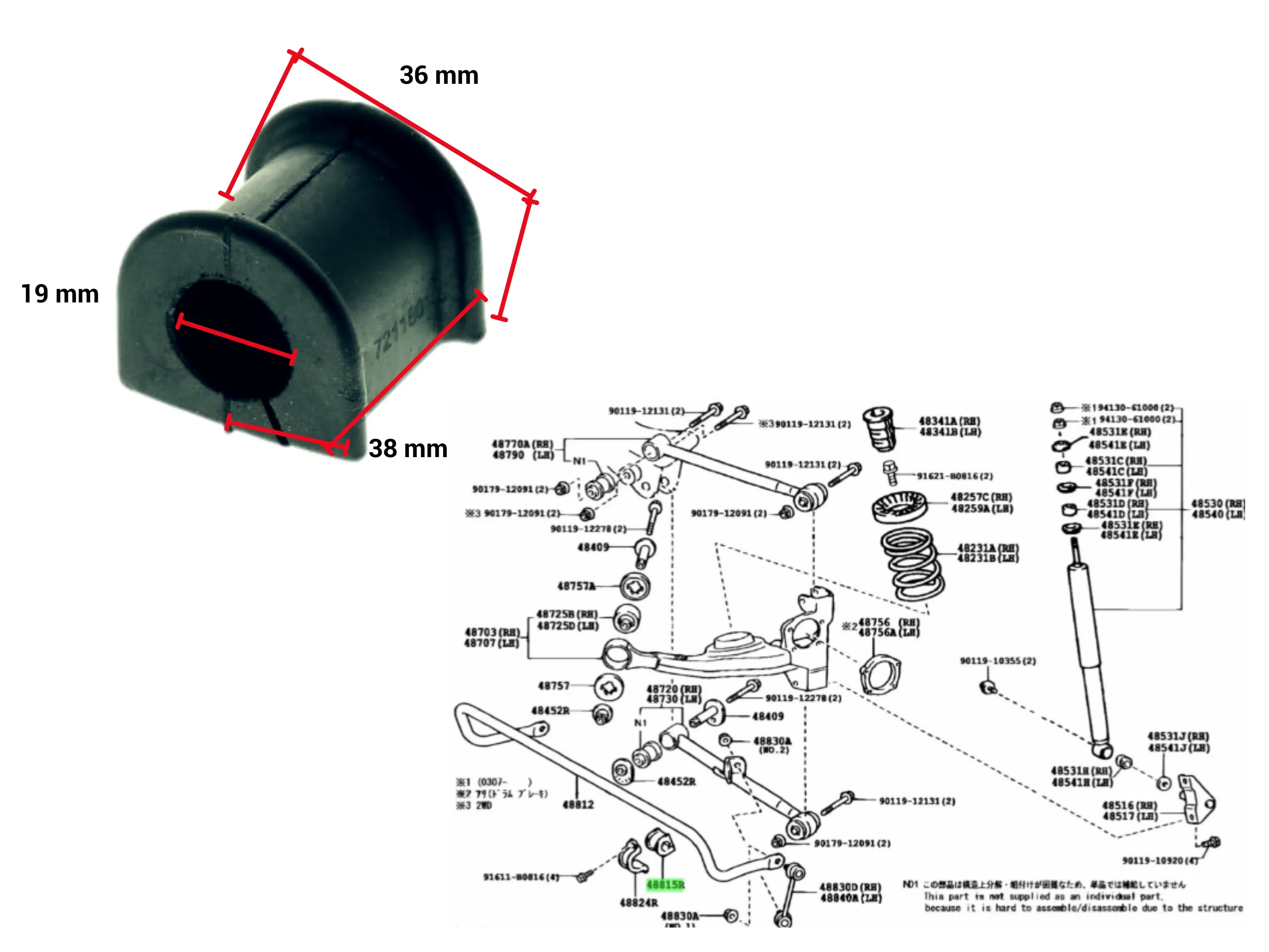 BUJE ESTABILIZADORA RAV 4 2001/2003 20MM INTERIOR TAILANDIA