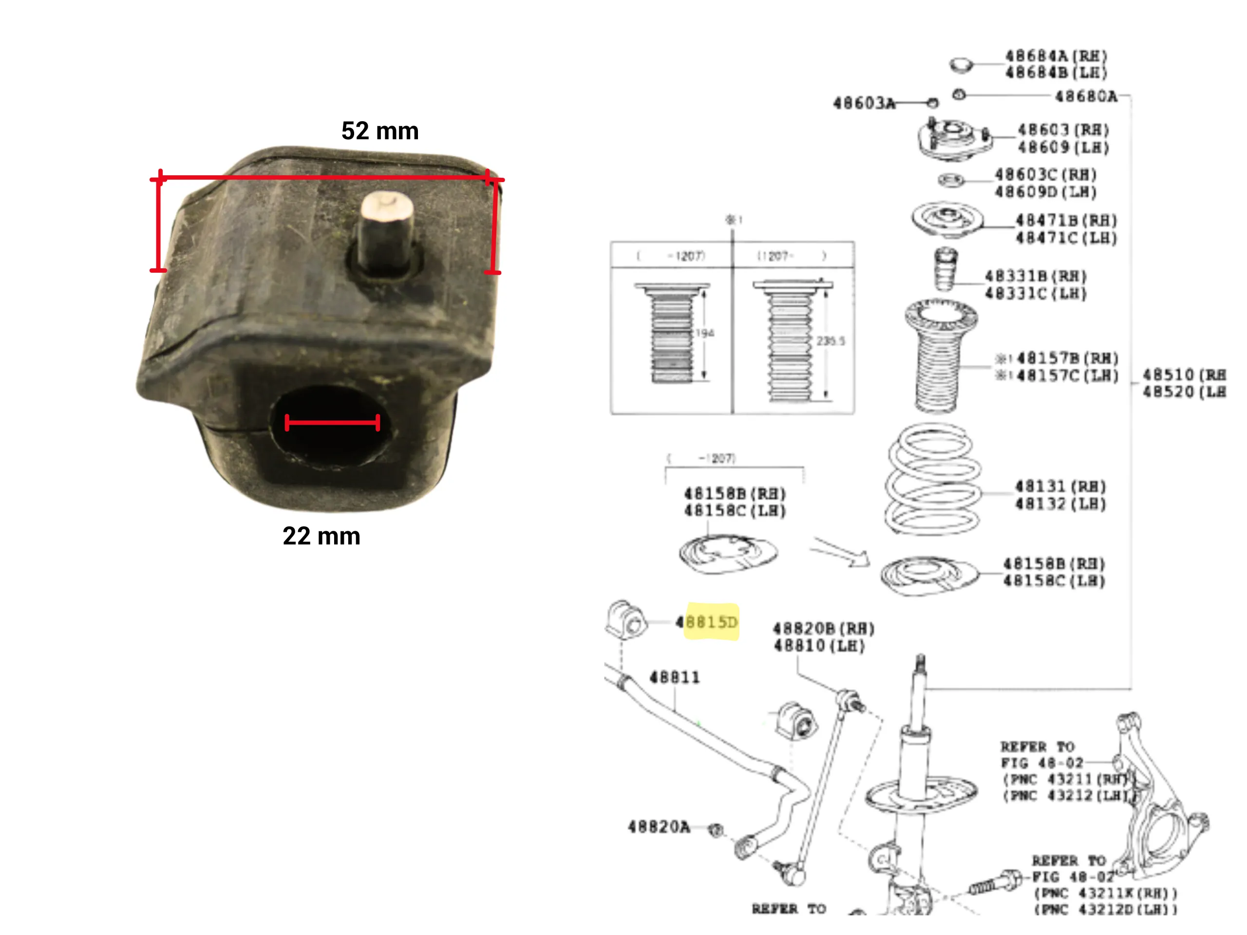 BUJE ESTABILIZADORA RAV 4 2005-2010 RH *LLEVA 1* TAIL.