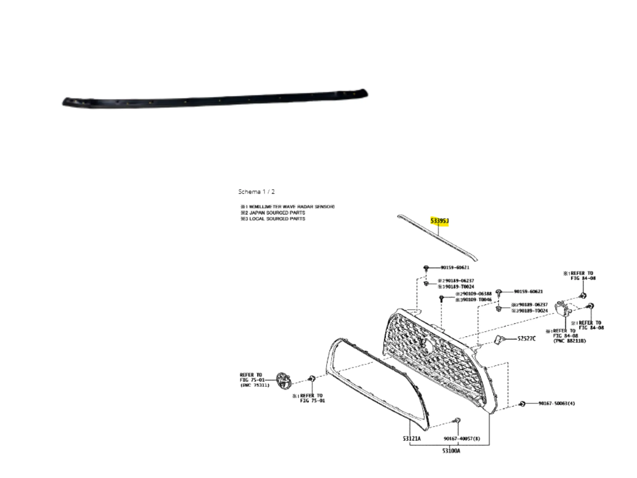 BURLETE GRILLA FRENTE COROLLA CROSS 2021-