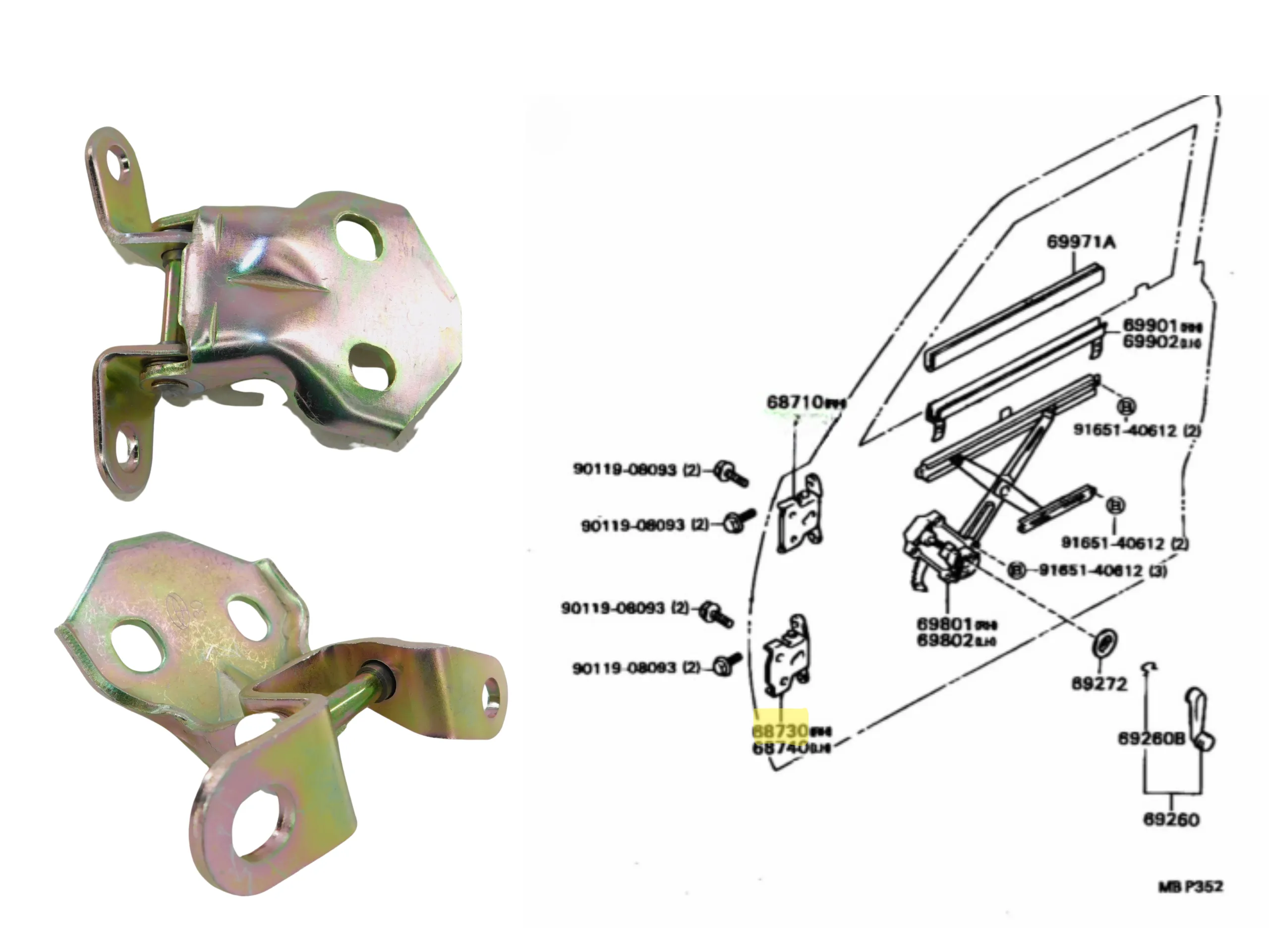 BISAGRA PUERTA DELANTERA HILUX 92/2015 / ETIOS RH INFERIOR TWN