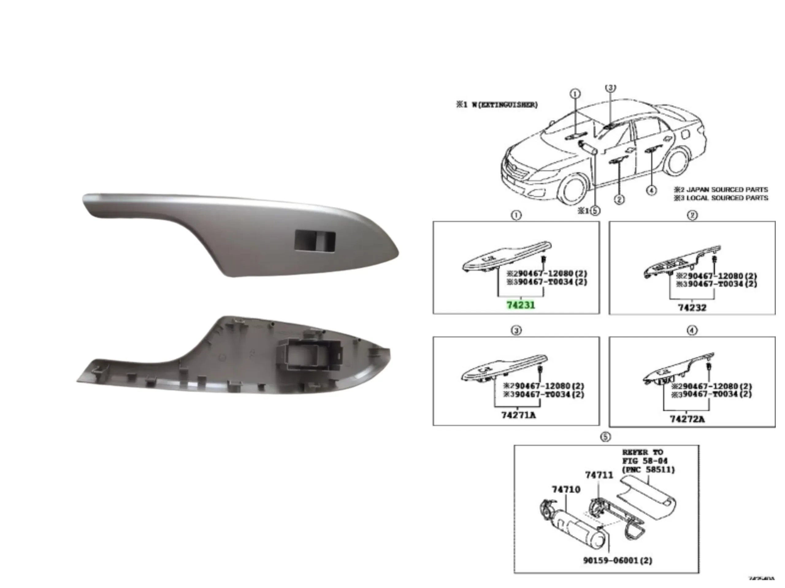 BASE TECLA L/CRISTAL DELANTERO RH COROLLA 2012-