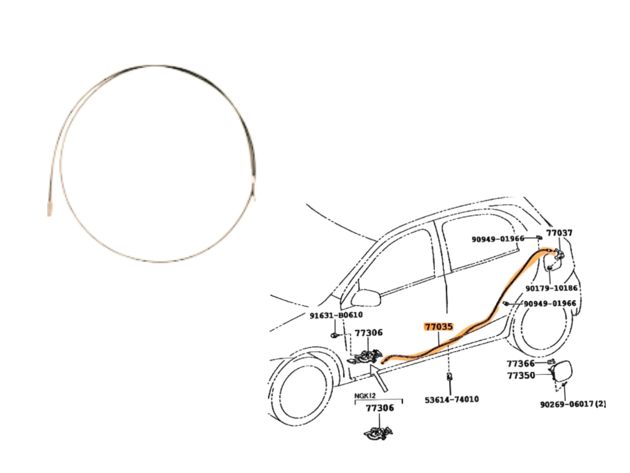 CABLE APERTURA TANQUE NAFTA ETIOS 5 PUERTAS 2013- TWN