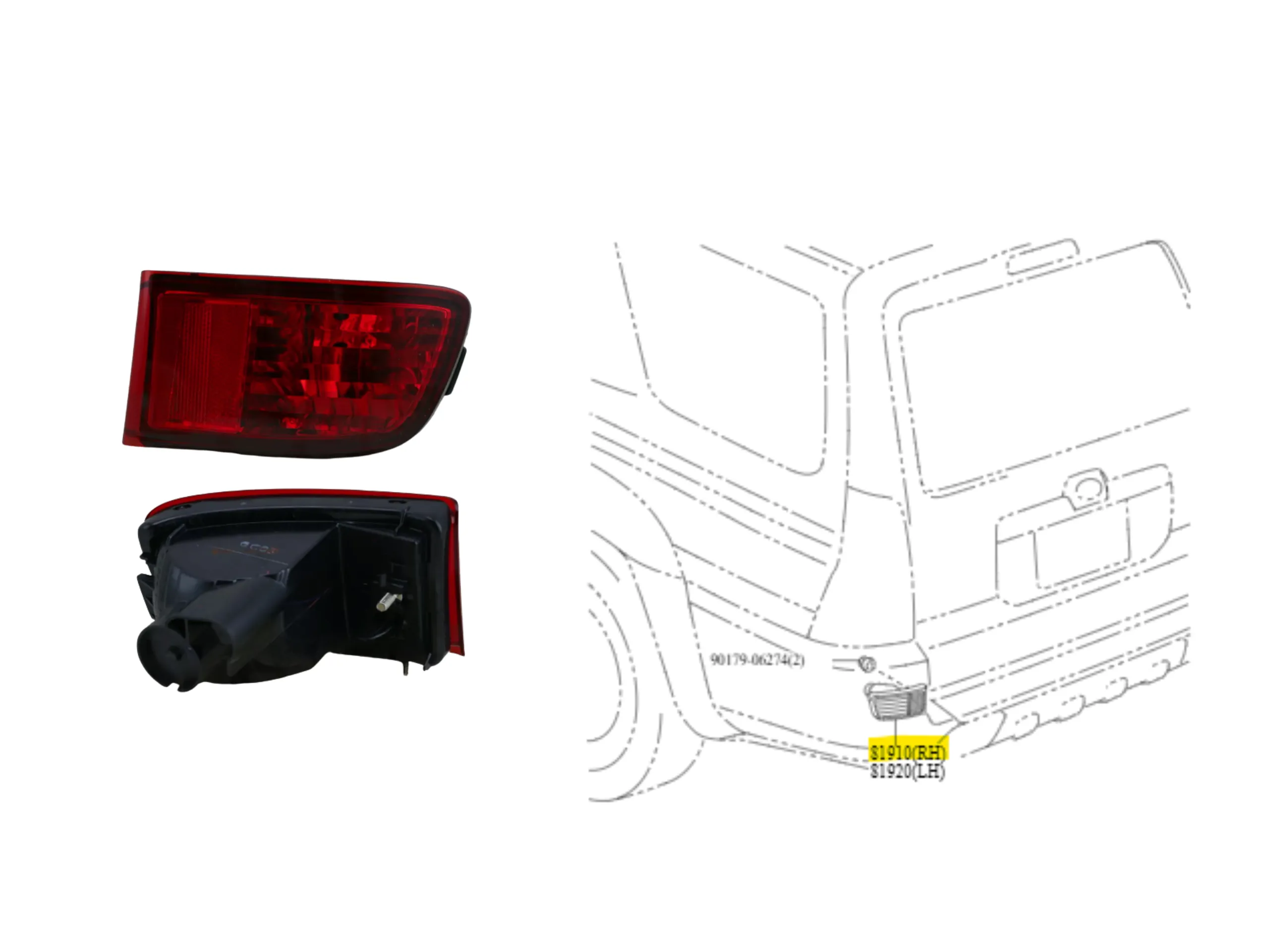 FARO PARAGOLPE TRASERO PRADO 2003/2009 RH * STOP *