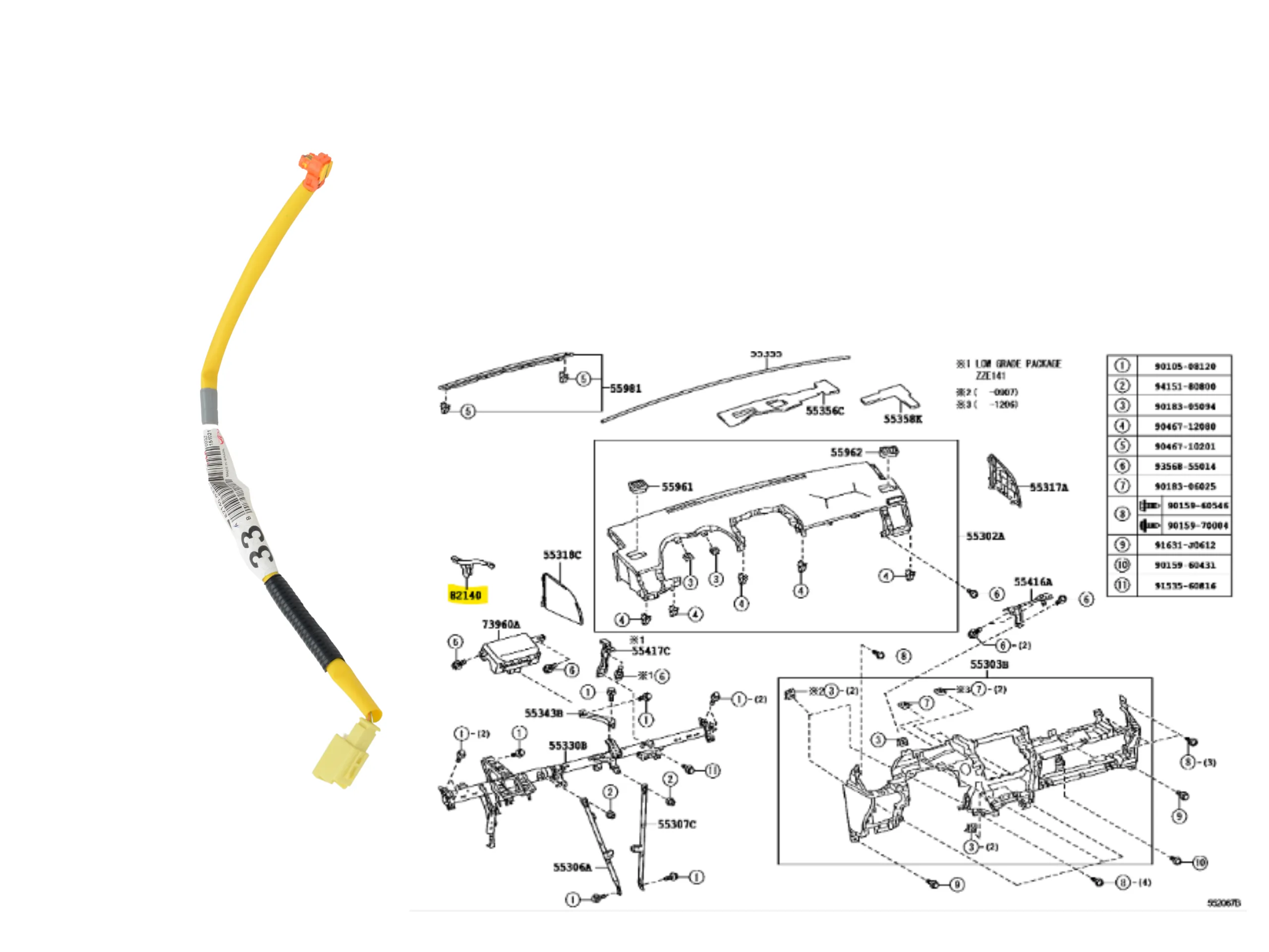 CABLE ESPIRALADO COROLLA 2008- RH ORIG