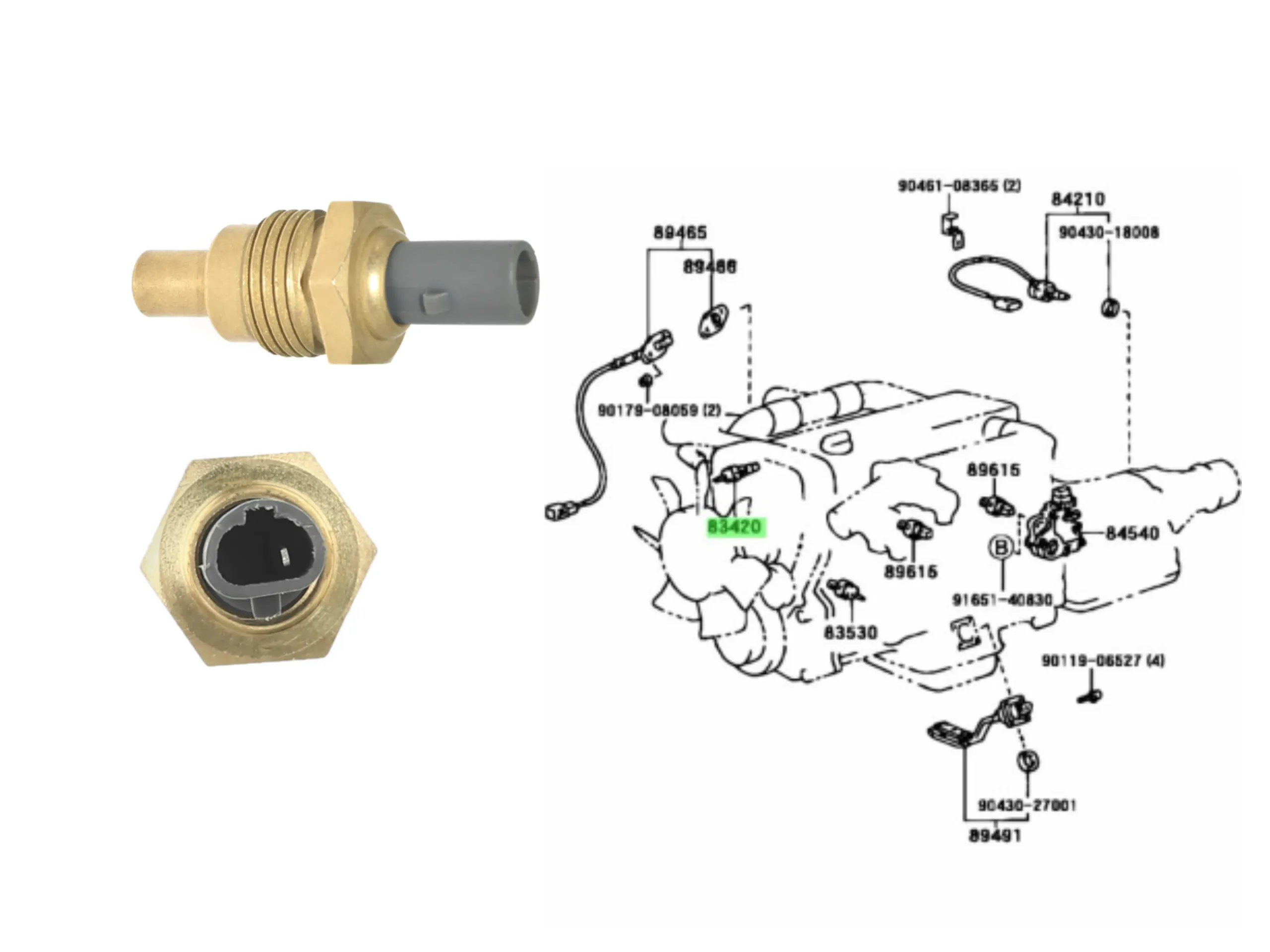 BULBO TEMPERATURA HILUX 92-2004 / SW4 1KZ / CORONA ST191 *VA EN CUERPO TERMOSTATO* JPN