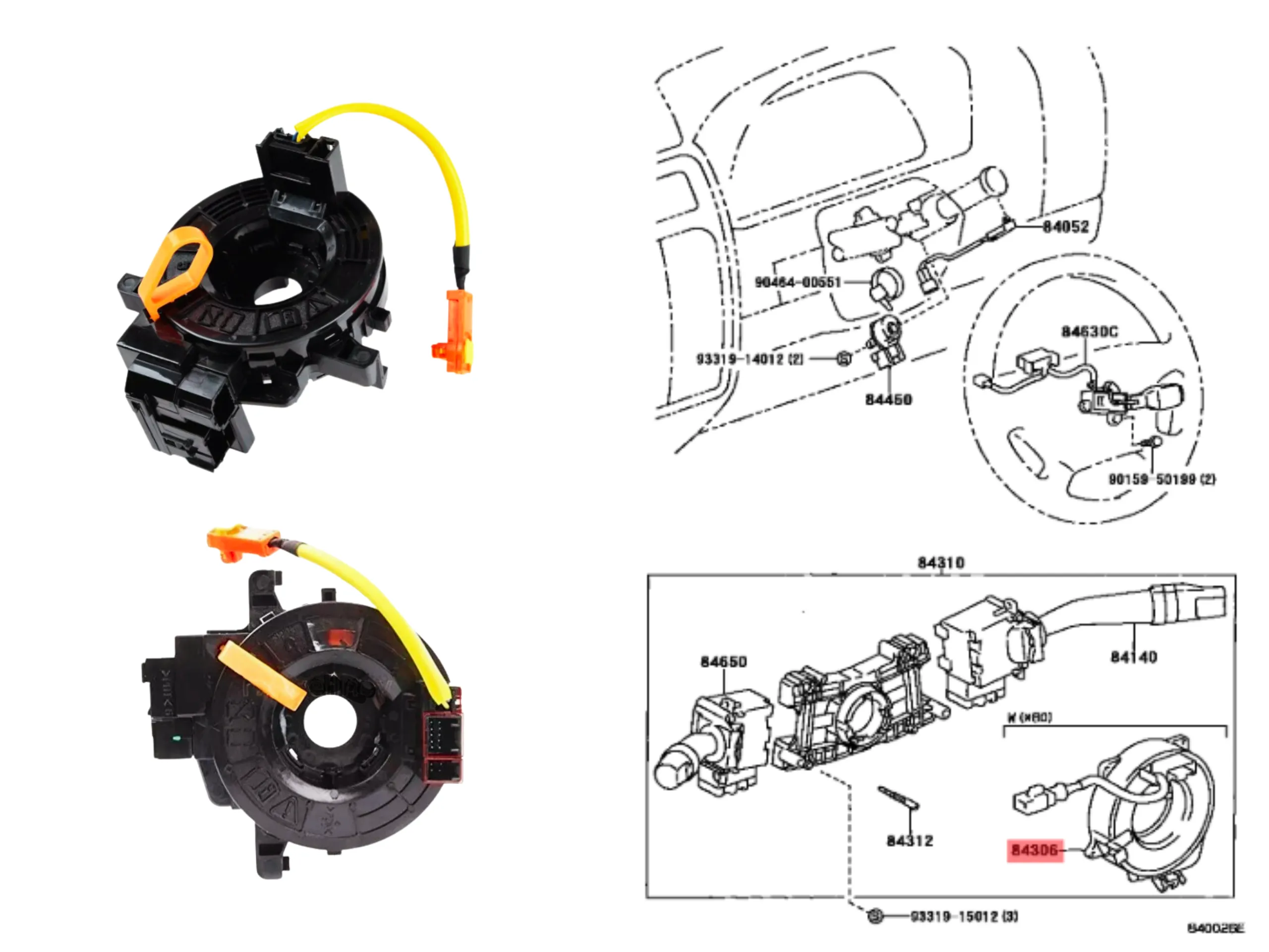 CABLE ESPIRALADO AIRBAG HILUX 05-12 / SW4 05-12 / ETIOS / COROLLA 2008-13/ HILUX 2012- SOLO 2KD ORIG