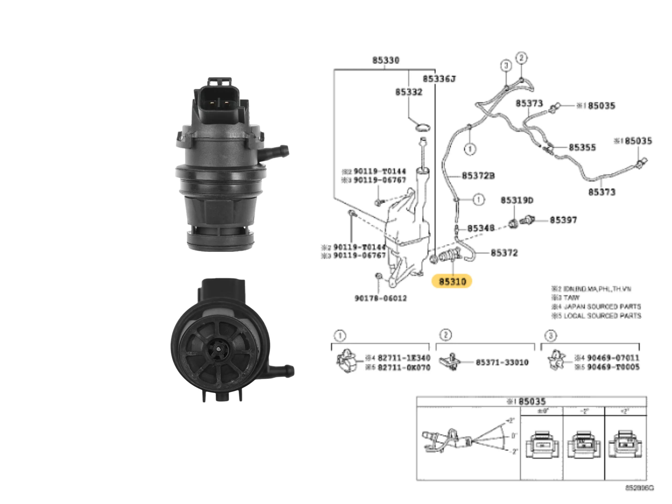 BOMBA LAVAPARABRISA COROLLA 2017- / RAV 2005-12 / PRIUS IMP