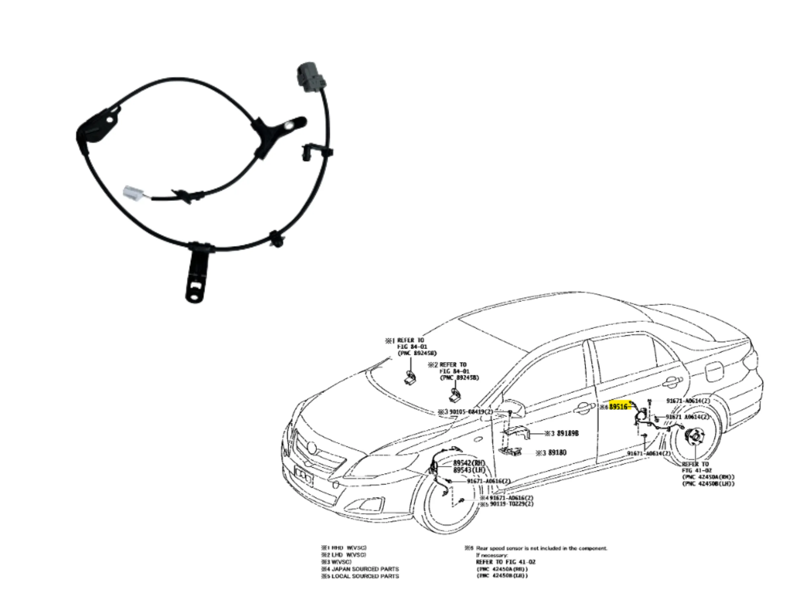 CABLE ABS TRASERO LH COROLLA 2008-2014- IMP