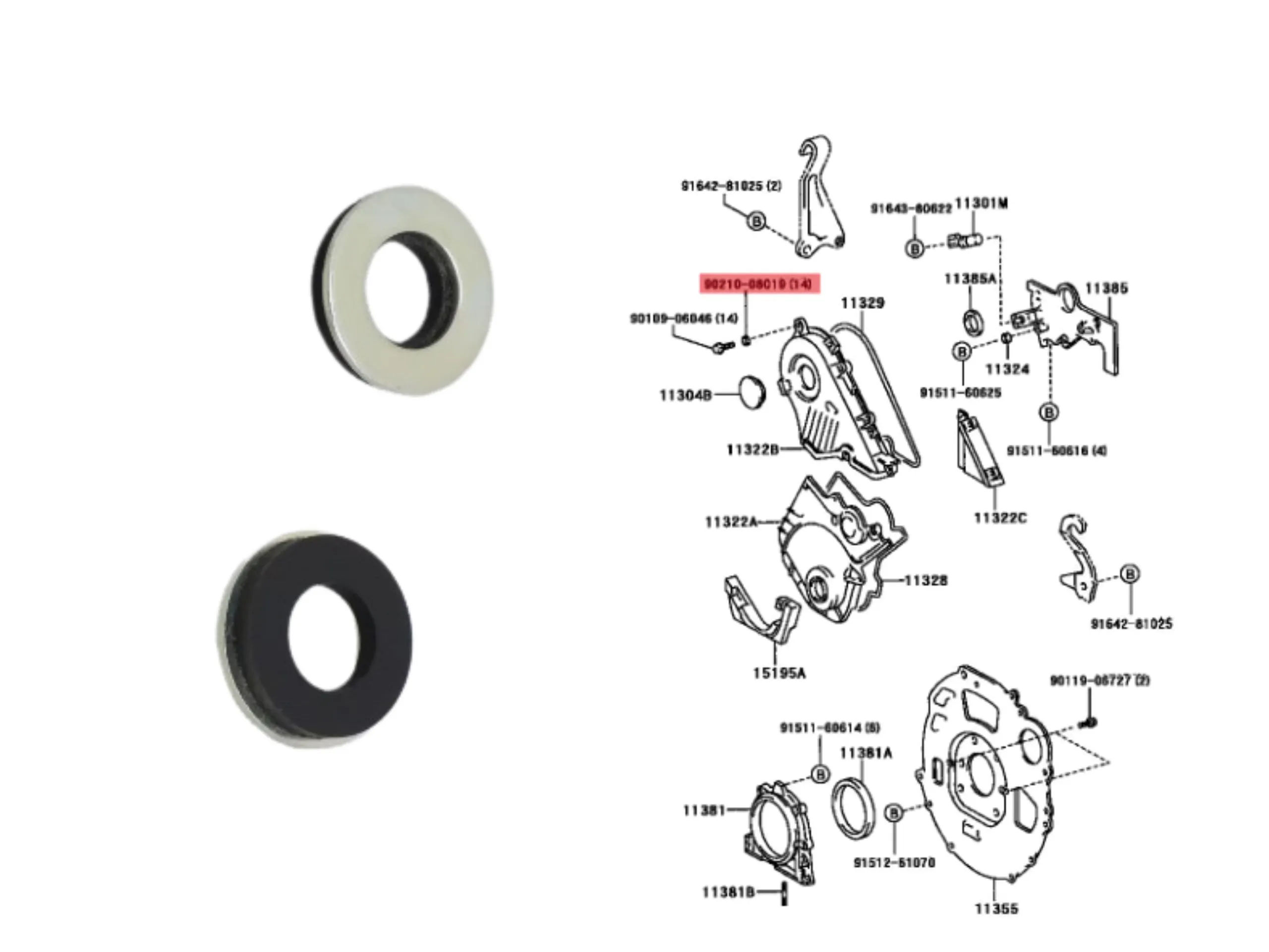 ARANDELA BULON TAPA DISTRIBUCION HILUX 92/2001 ORIG
