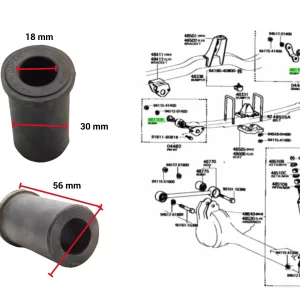 BUJE ELASTICO HILUX 91/96 4X4 EJE RIGIDO DELANTERO .GOMA  JAP
