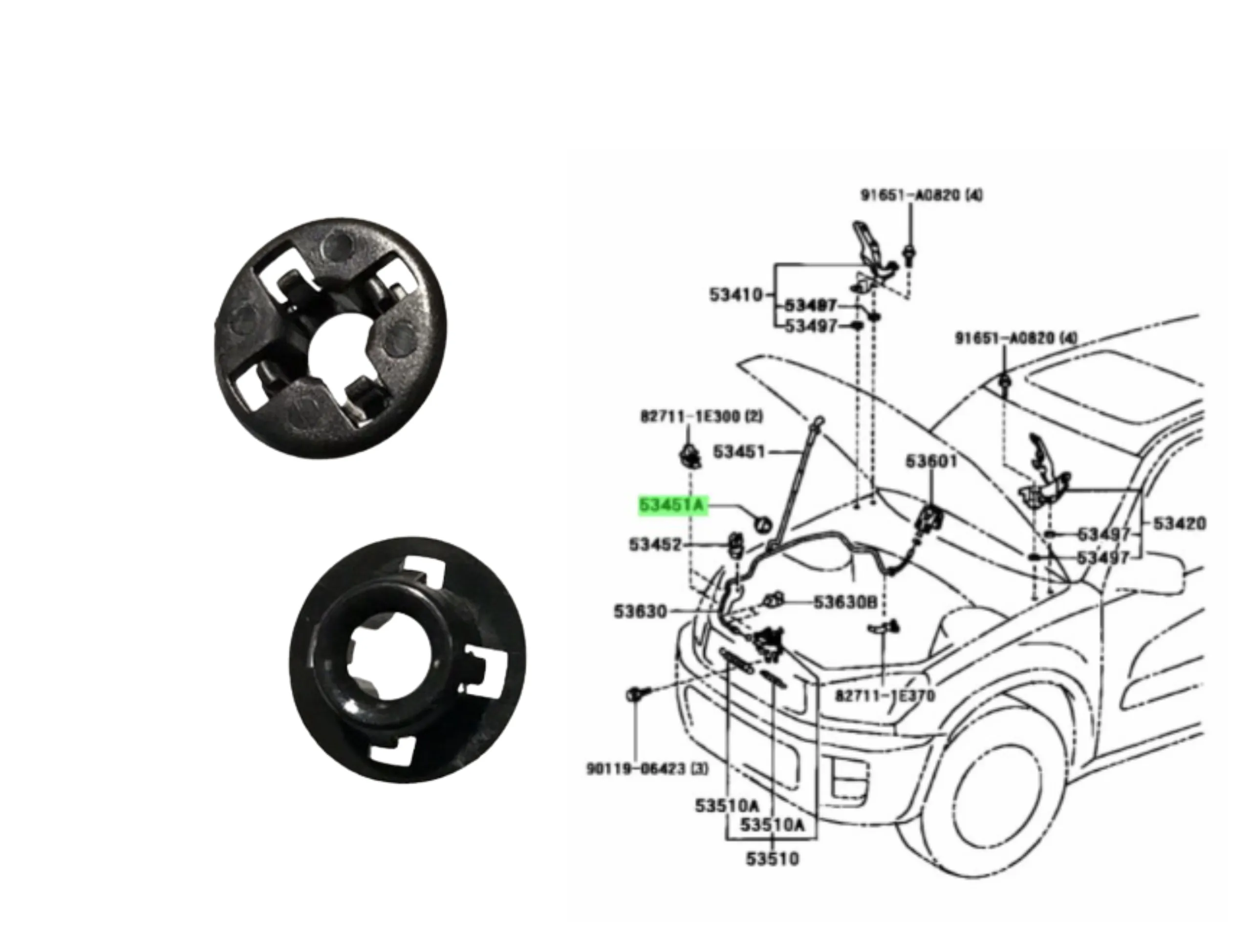 ARO RETEN VARILLA CAPOT COROLLA 2002-07 ORIG