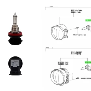 LAMPARA FARO AUXILIAR COROLLA/HILUX 2016- H16