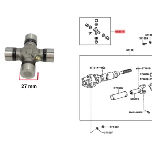 CRUCETA HILUX 2005-15 4X2 - 4X4 / SW4 2005- *CARDAN TRASERO* (LLEVA 3) OEM