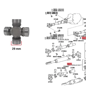 CRUCETA CARDAN TRASERO HILUX 92-04 29MM DADO TRABA INTERIOR TWN