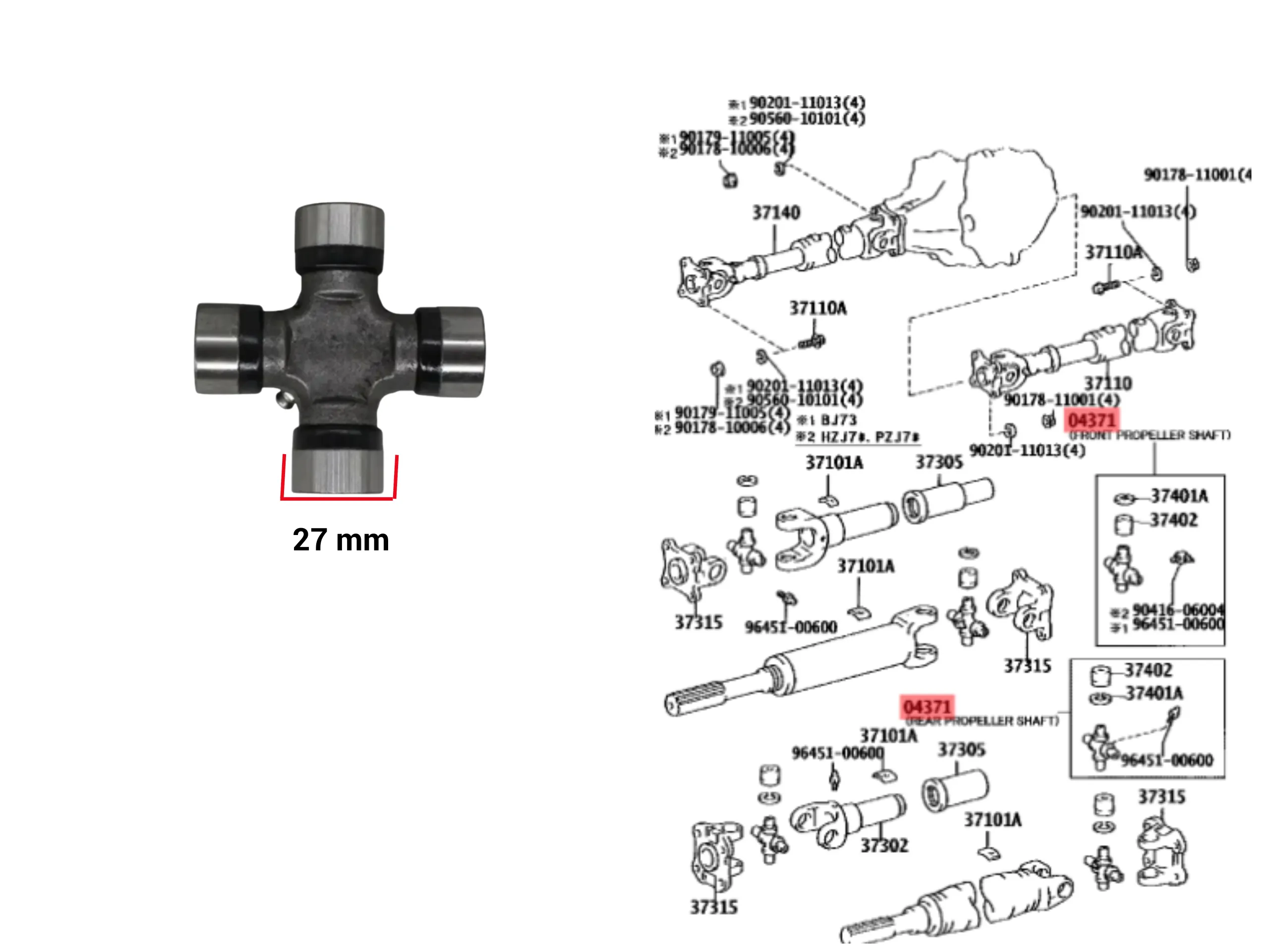 CRUCETA CARDAN TRASERO HILUX 99-2004 27MM DADO TRABA EXT SPICER - VCA  Repuestos