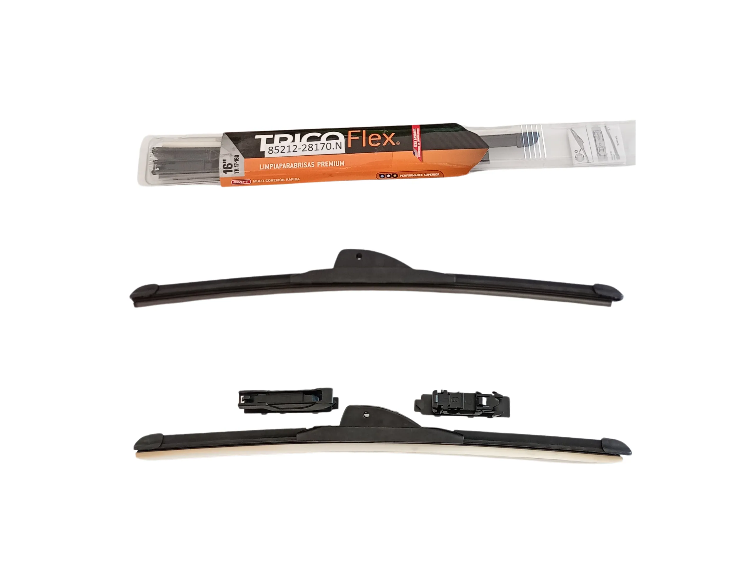 ESCOBILLA LIMPIAPARABRISA COROLLA 2008-13 /COROLLA CROSS / HILUX / SW4 2016- RH 16" *GOMA FLEX* NAC