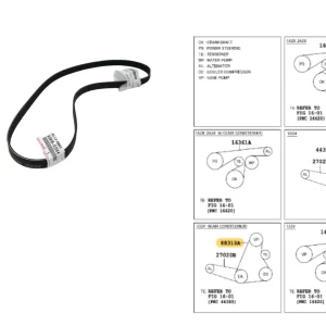 CORREA AIRE ACONDICIONADO COROLLA 96/07 / RAV DIESEL DIESEL 1CD - 2CT = 99365-D1190