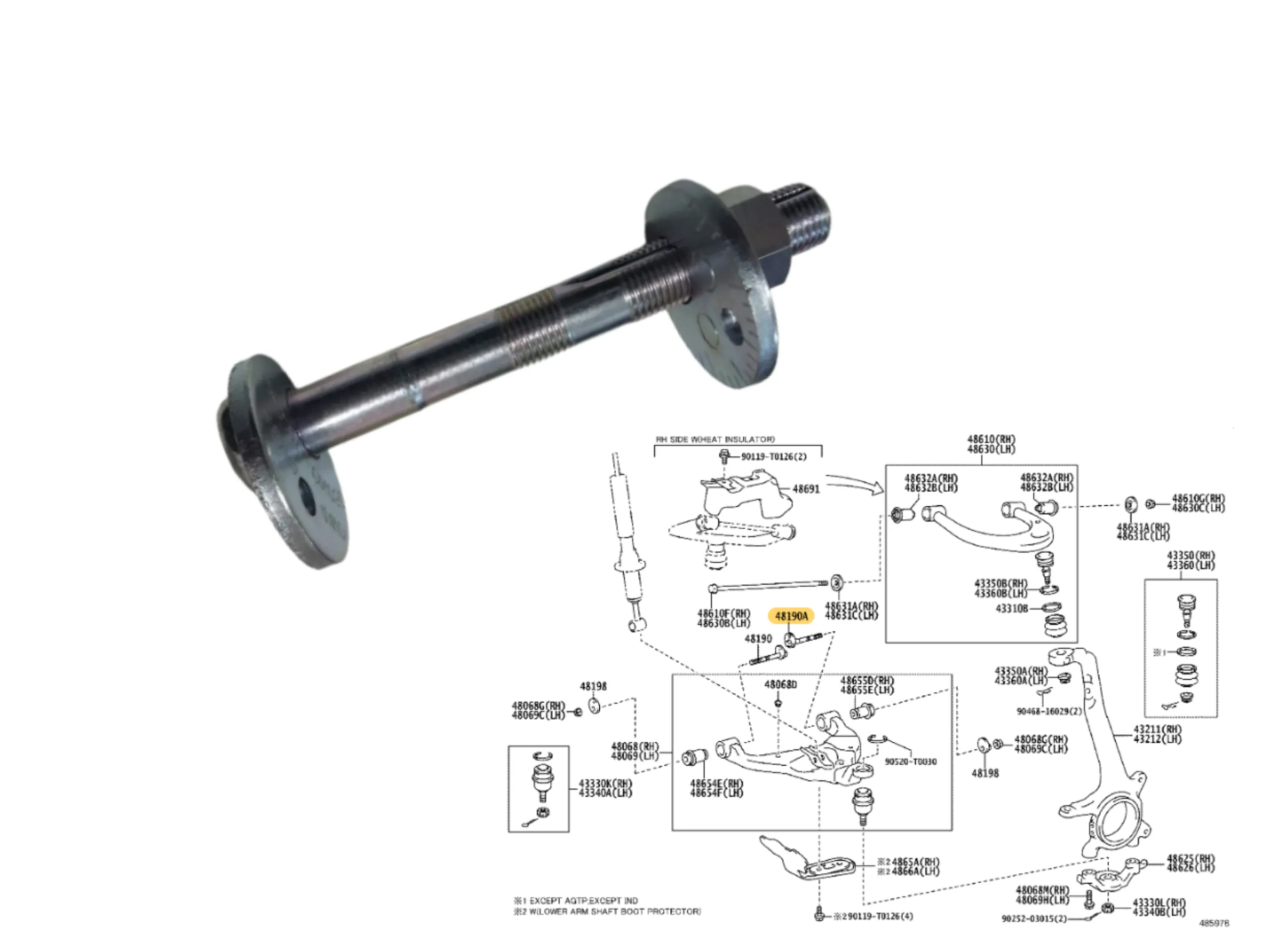 EJE PARRILLA INFERIOR HILUX 2016- / SW4 2016- LARGO / COMPLETO
