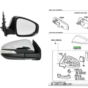 ESPEJO HILUX/SW4 2016/23- CROM ELECT./SIN DESEMPAÑADOR C/FARO GIRO CLARO RETRACTIL RH