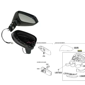ESPEJO COROLLA CROSS 2021- XLI C/LUZ RH *NO SE REBATE ELEC*