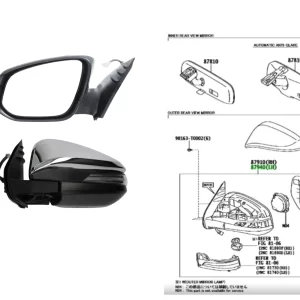 ESPEJO HILUX/SW4 2016/23- CROM ELECT./SIN DESEMPAÑADOR C/FARO GIRO CLARO RETRACTIL LH