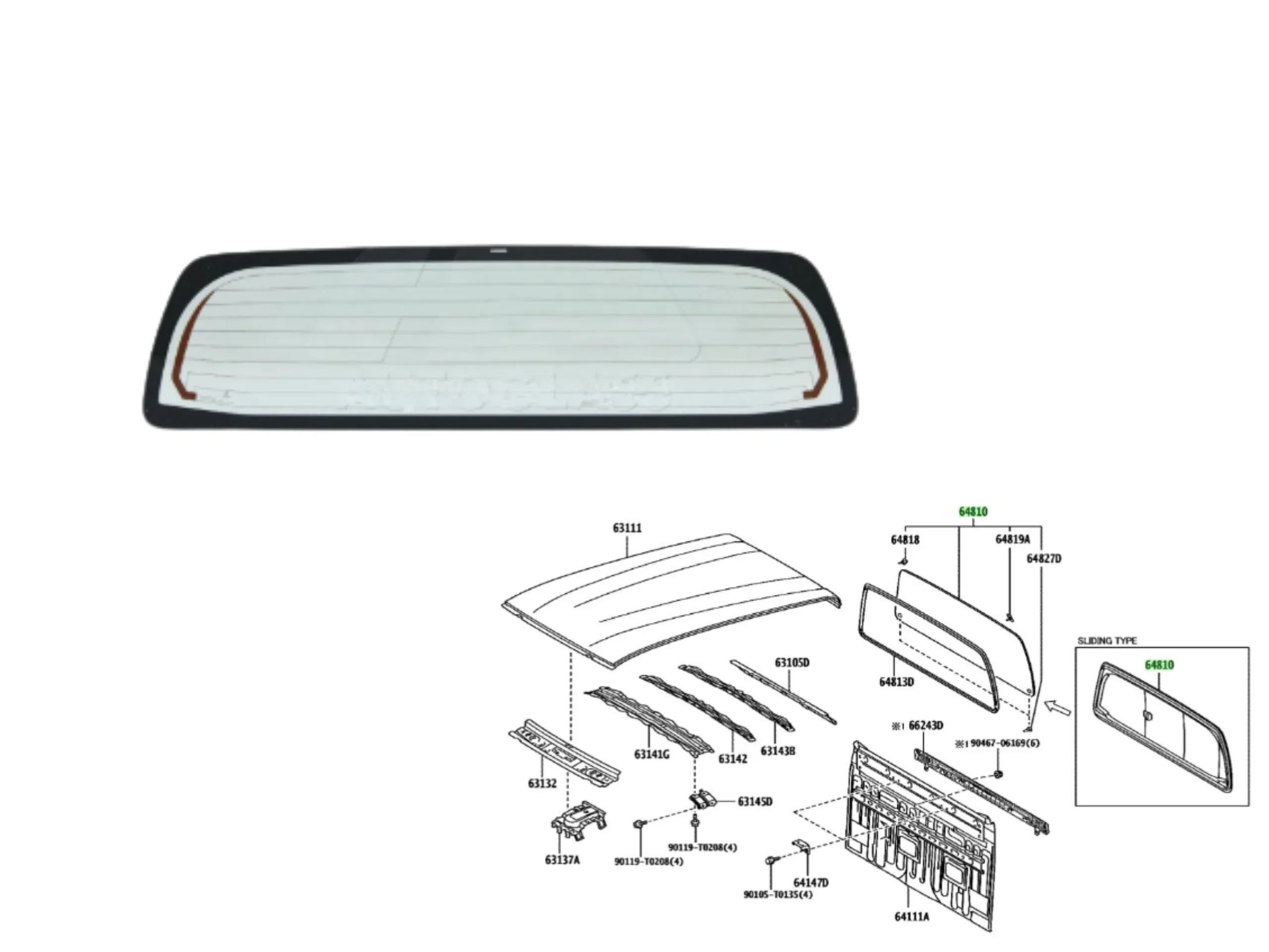 VIDRIO LUNETA HILUX 2016- TODAS ORIG