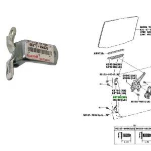 BISAGRA PUERTA TRASERA HILUX/SW4 2016- INFERIOR RH ORIG*