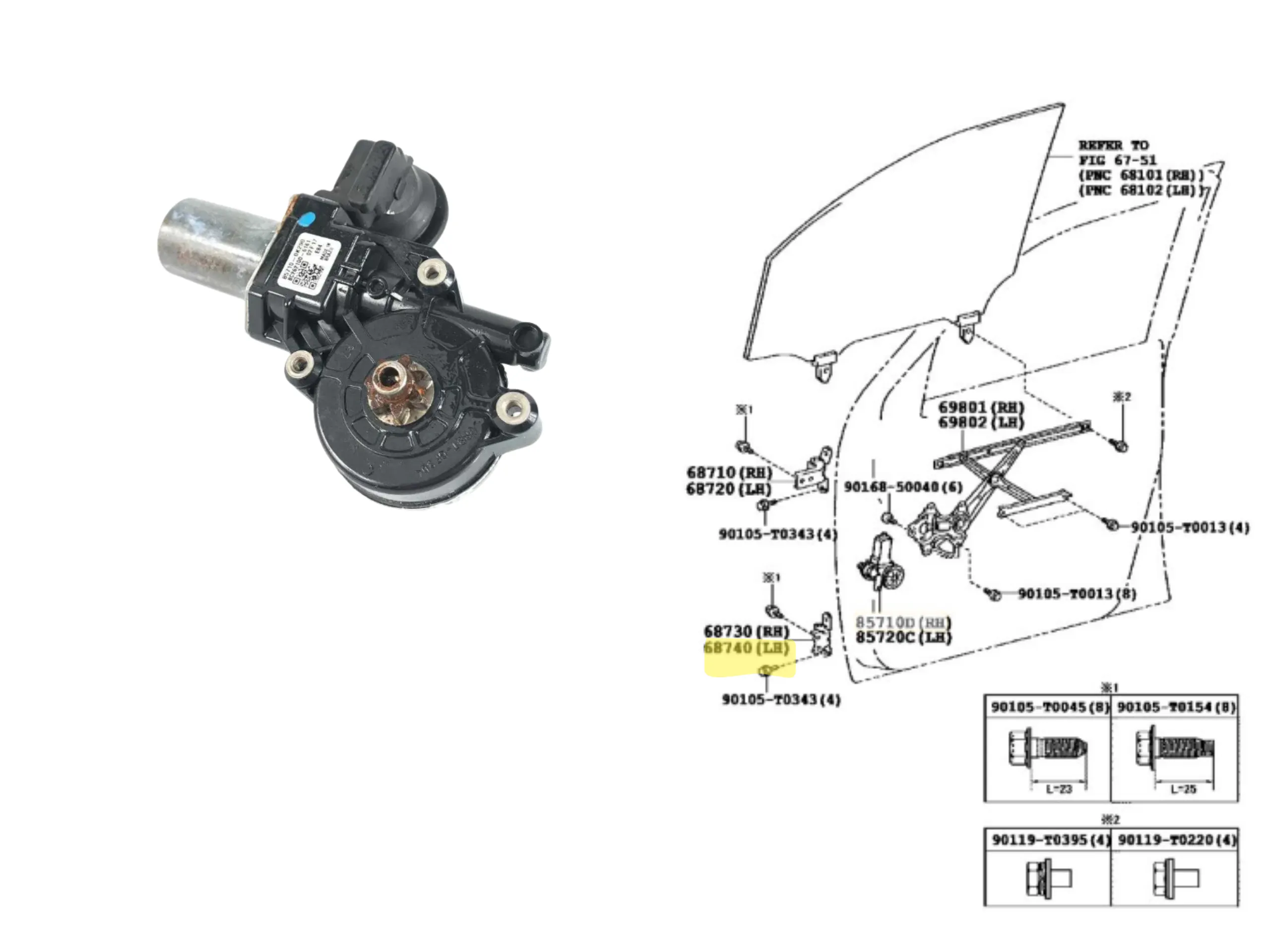 MOTOR MAQUINA LEVANTA CRISTAL TRASERO LH HILUX 2016- ORIG.