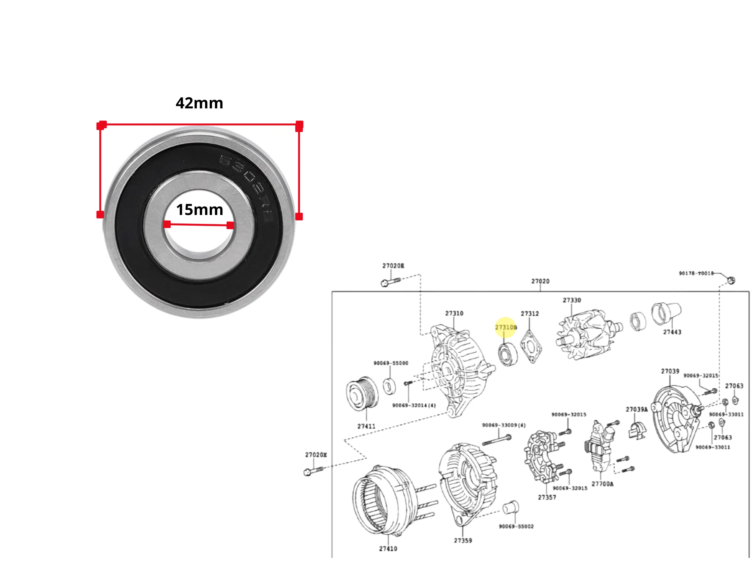 RULEMAN GRANDE ALTERNADOR HILUX *VER C/MUESTRA*