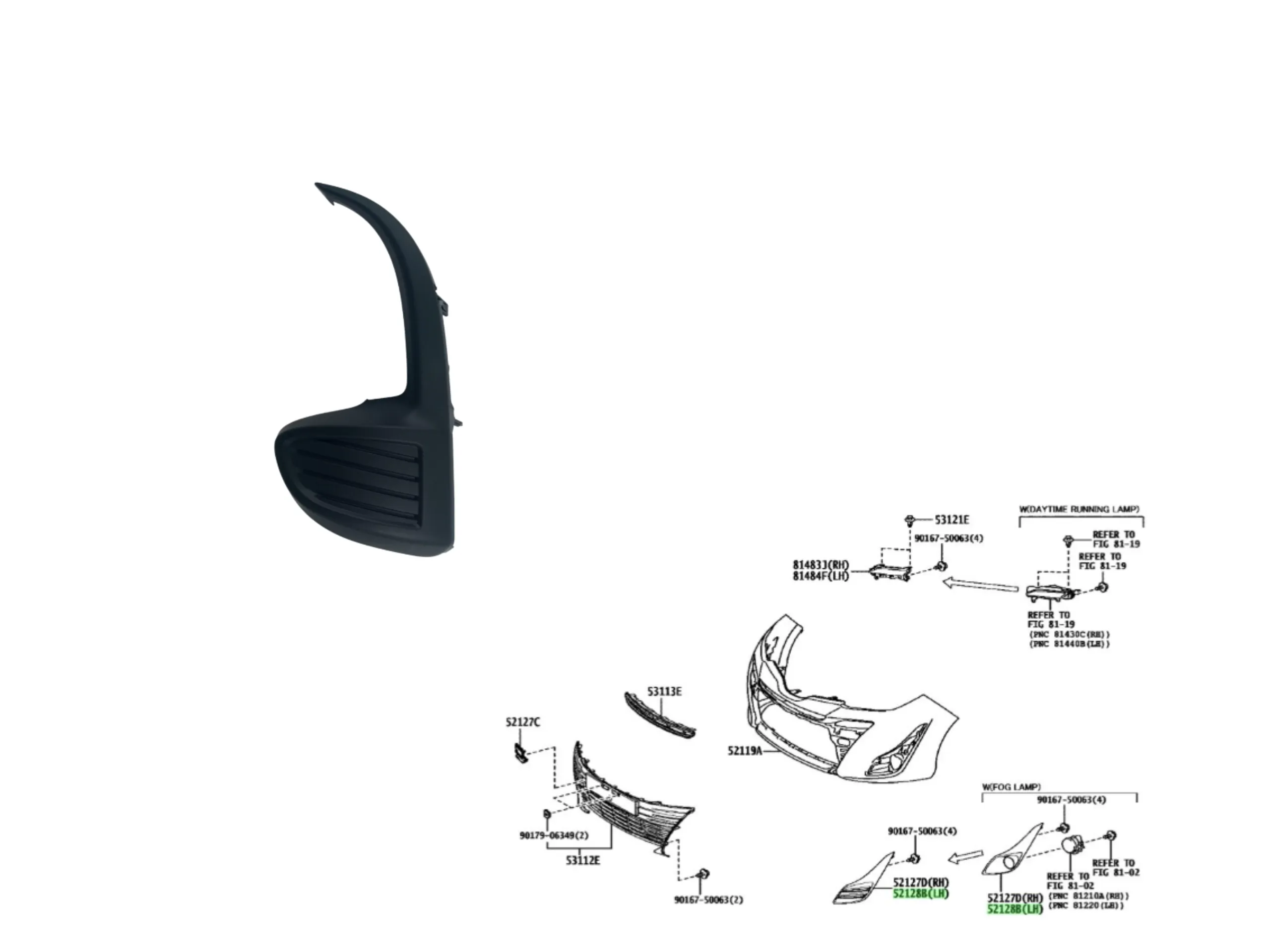 TAPA FARO AUXILIAR YARIS 2022- 5 PUERTAS LH MODELO SIN FARO