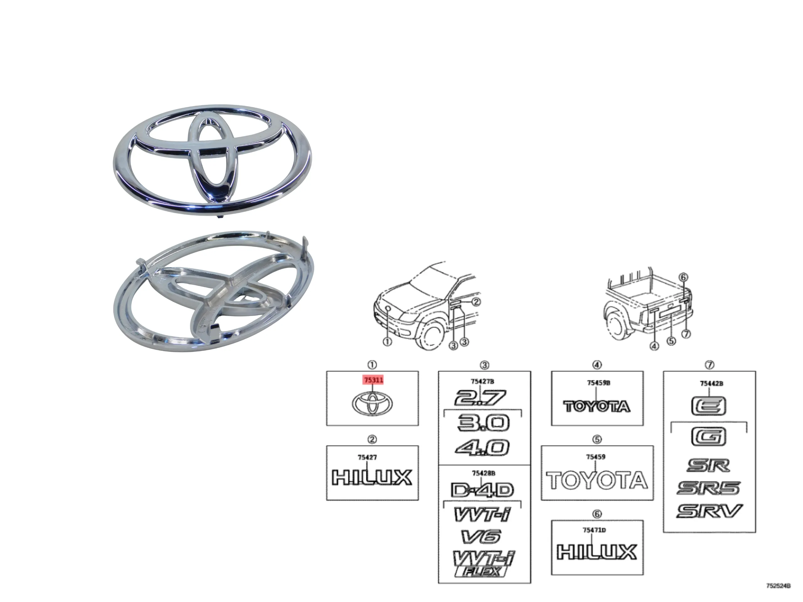 INSIGNIA GRILLA HILUX 2005-15 / SW4 2005-08 ORIG