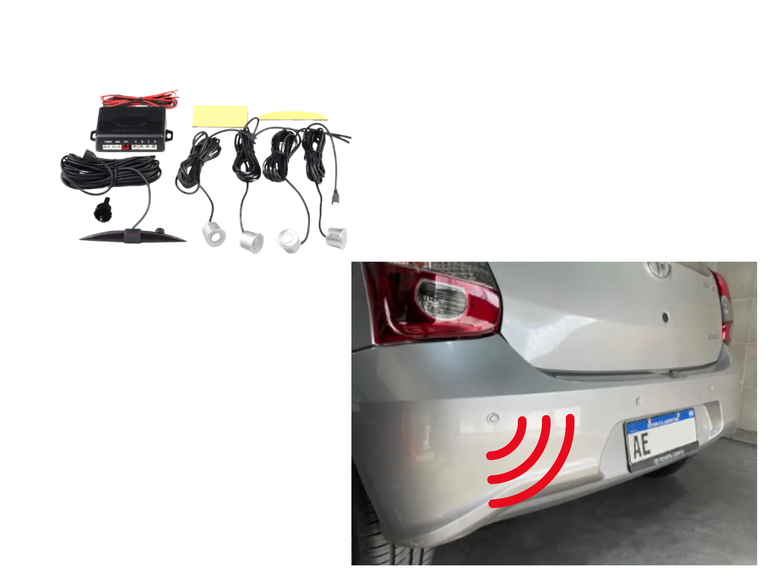 KIT SENSOR ESTACIONAMIENTO C/ DISPLAY APROX *GRIS PLATA*
